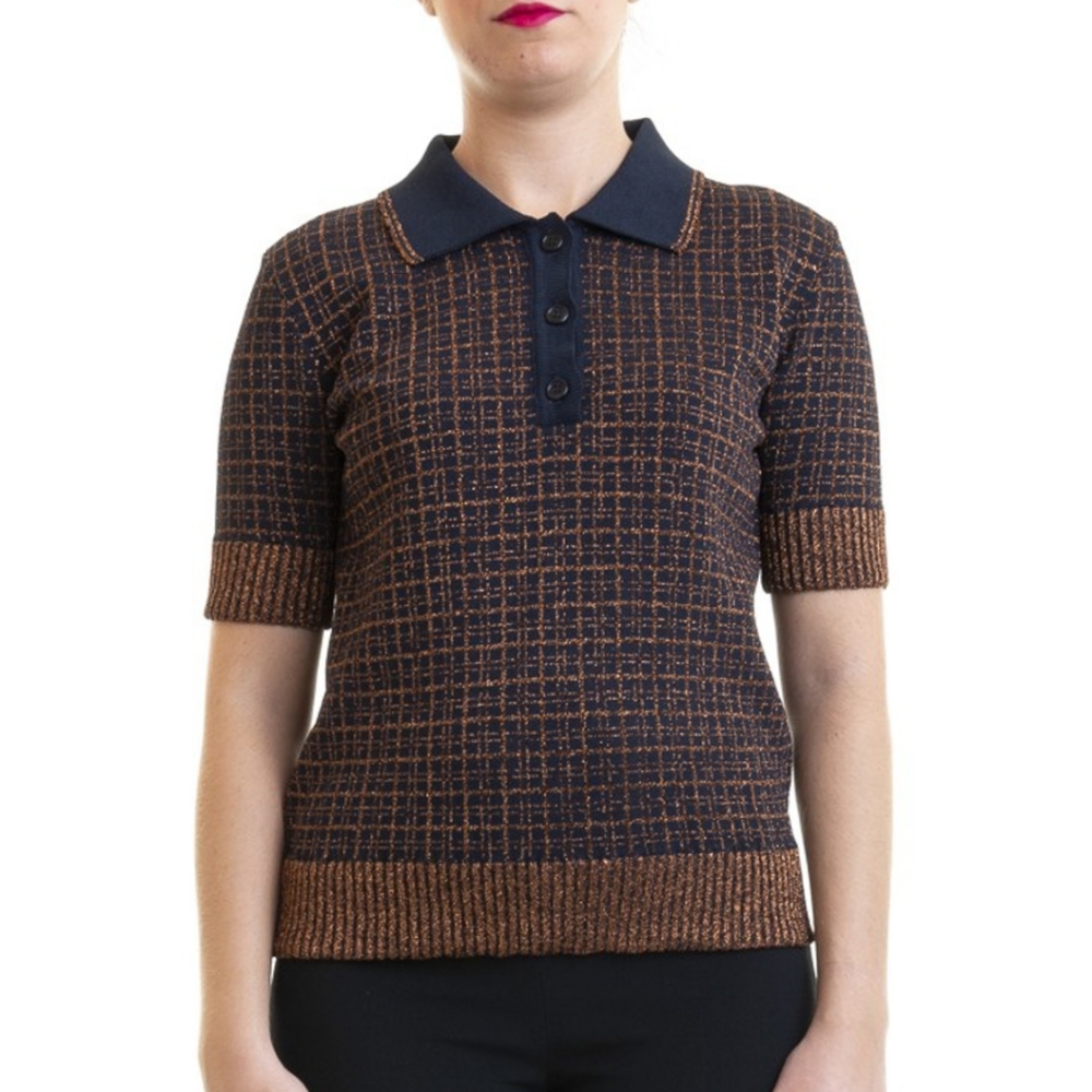 RED Valentino Navy and Brown Sweater